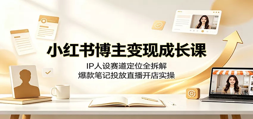 小红书博主变现成长课:IP人设赛道定位全拆解,爆款笔记投放直播开店实操-33资源网