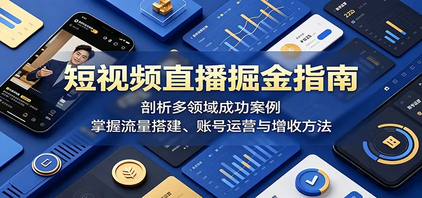 短视频直播掘金指南：剖析多领域成功案例，掌握流量搭建、账号运营与增收方法-33资源网
