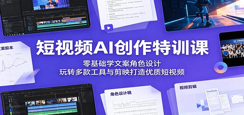 短视频AI创作特训课：零基础学文案角色设计，玩转多款工具与剪映打造优质短视频-33资源网