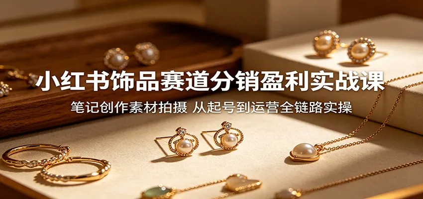 小红书饰品赛道分销盈利实战课：笔记创作素材拍摄，从起号到运营全链路实操-33资源网
