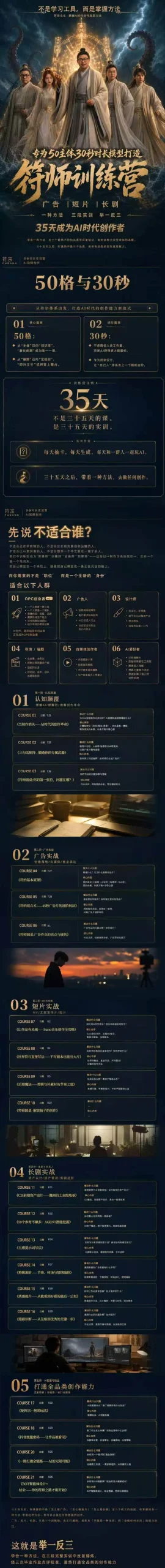 (20179期)符师训练营-35天成为AI时代创作者,广告+短片+漫剧+智能体四大实战方向,掌握从创意到上线的完整工作流-33资源网