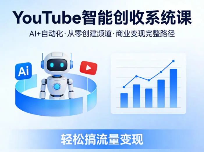 YouTube智能创收系统课，AI+自动化，从零创建YouTube频道并实现商业变现的完整路径，轻松搞流量变现-33资源网