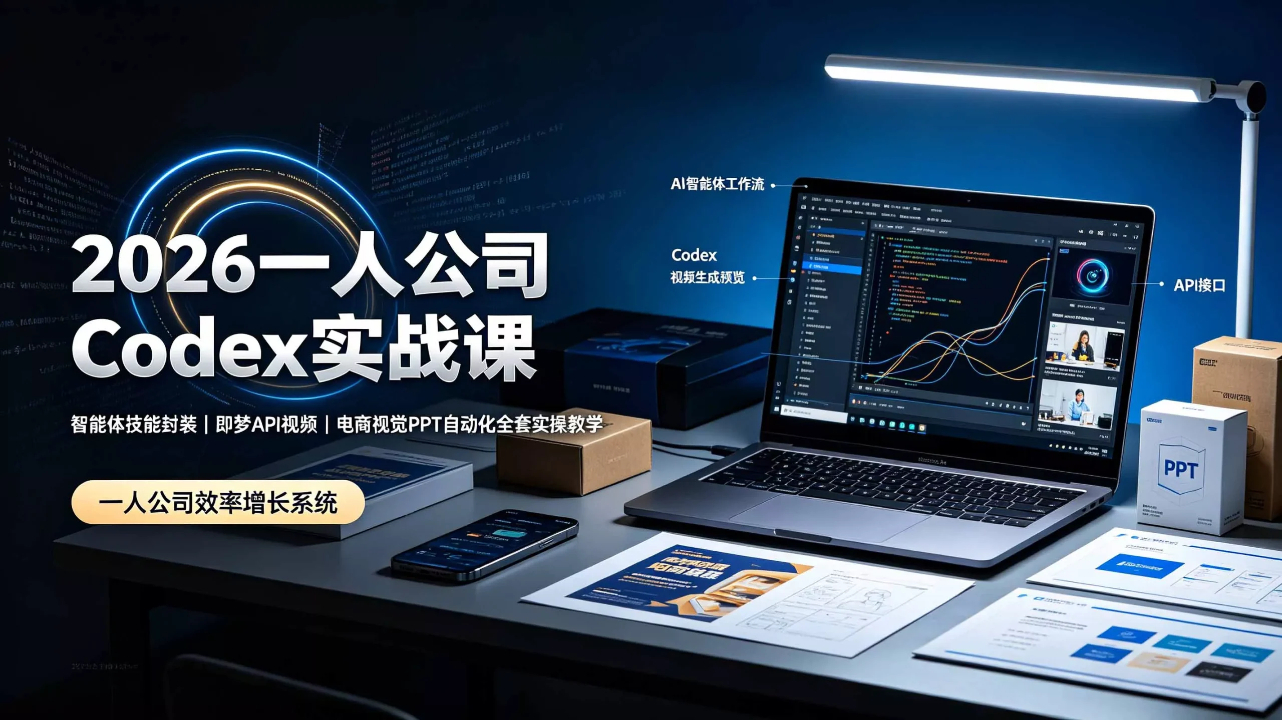 2026一人公司Codex实战课◆智能体技能封装|即梦API视频|电商视觉PPT自动化全套实操教学-33资源网