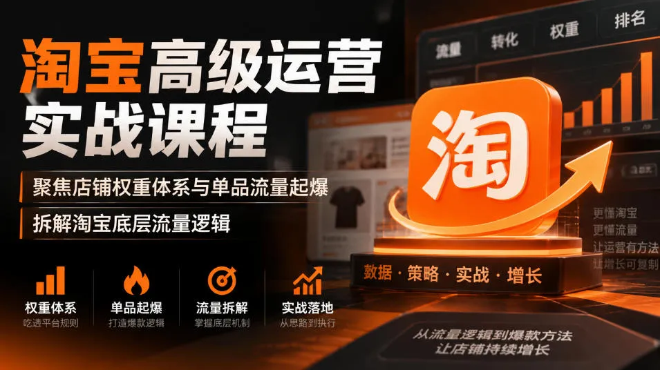 淘宝高级运营实战课程,聚焦店铺权重体系与单品流量起爆,拆解淘宝底层流量逻辑-33资源网
