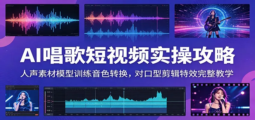 AI唱歌短视频实操攻略:人声素材模型训练音色转换,对口型剪辑特效完整教学-33资源网
