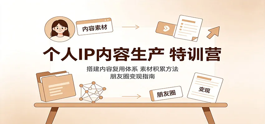 个人IP内容生产特训营:搭建内容复用体系,素材积累方法,朋友圈变现指南 个人IP内容生产特训营:搭建内容复用体系,素材积累方法,朋友圈变现指南