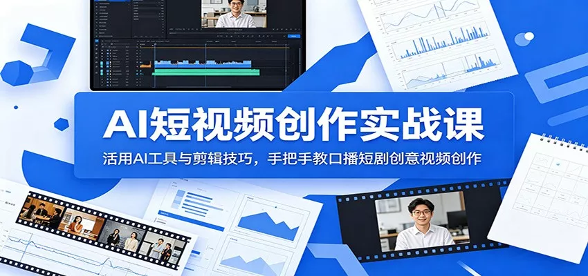 AI短视频创作实战课:活用AI工具与剪辑技巧,手把手教口播短剧创意视频创作-33资源网