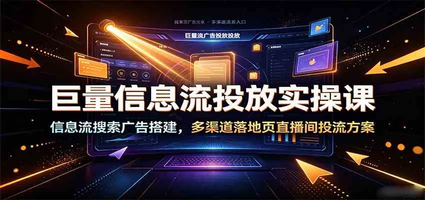 巨量信息流投放实操课：信息流搜索广告搭建，多渠道落地页直播间投流方案-33资源网