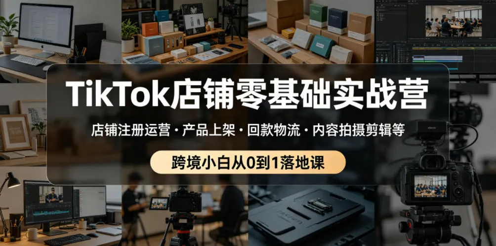 TikTok店铺零基础实战营，店铺注册运营・产品上架・回款物流・内容拍摄剪辑等 ，跨境小白从0到1落地课-33资源网