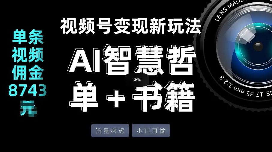 视频号流量密码，变现新玩法-AI智慧哲单＋书单，单条视频佣金8743米-33资源网