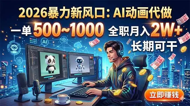 （18993期）2026暴力新风口：AI动画代做，一单500~1000，全职月入2W+，长期可干-33资源网