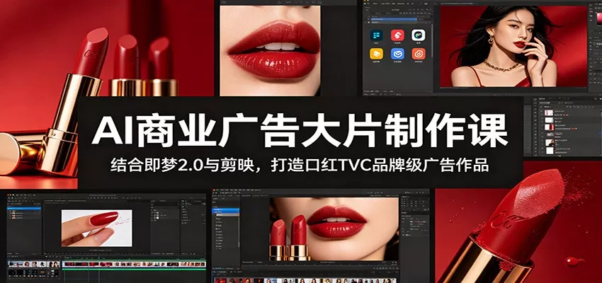 AI商业广告大片制作课:结合即梦2.0与剪映,打造口红TVC品牌级广告作品-33资源网
