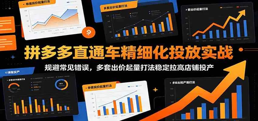 拼多多直通车精细化投放实战:规避常见错误,多套出价起量打法稳定拉高店铺投产-33资源网