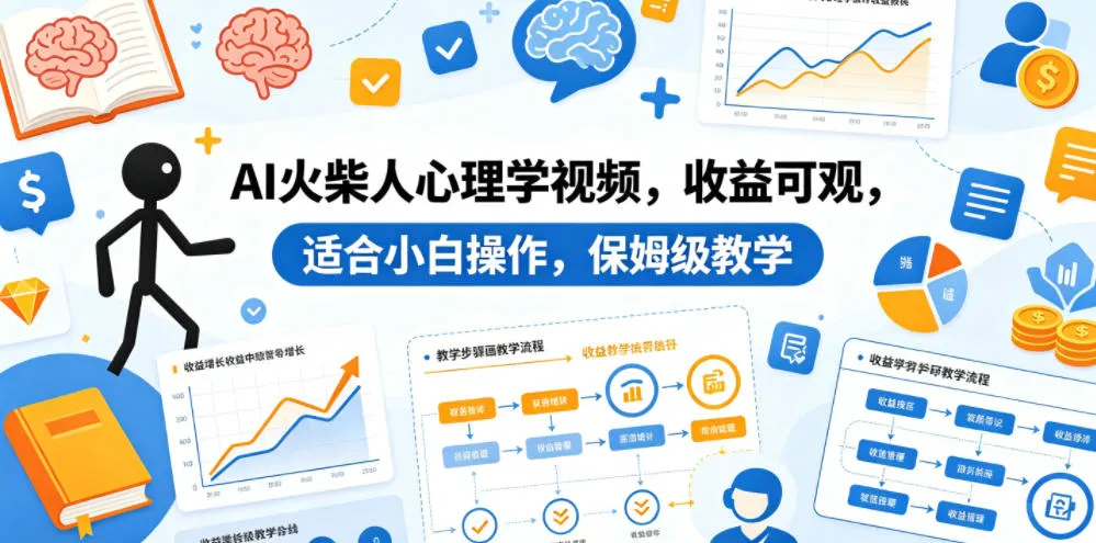 AI火柴人心理学视频，收益可观，适合小白操作，保姆级教学-33资源网