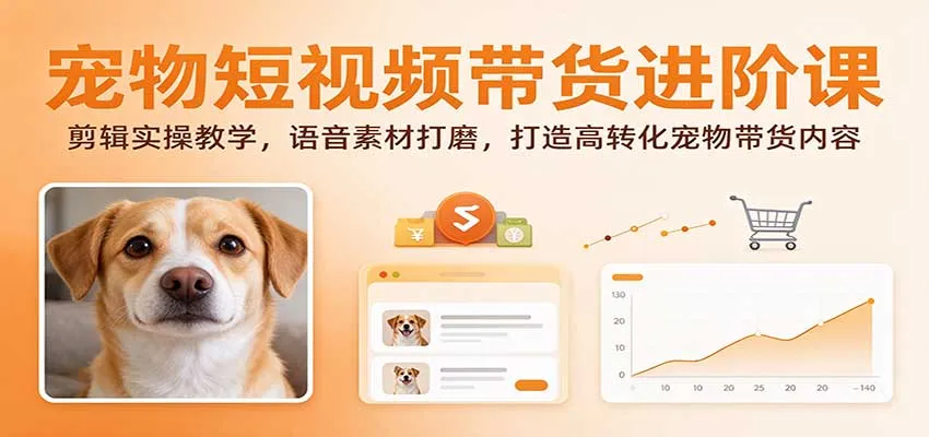 宠物短视频带货进阶课:剪辑实操教学,语音素材打磨,打造高转化宠物带货内容-33资源网