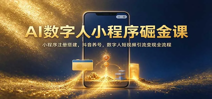 AI数字人小程序掘金课:小程序注册搭建,抖音养号,数字人短视频引流变现全流程-33资源网