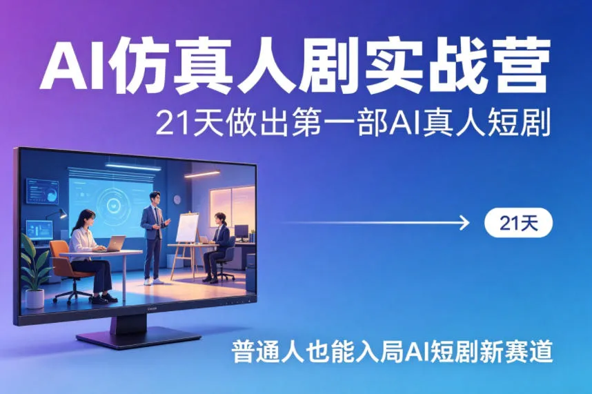 AI仿真人剧实战营，21天做出第一部AI真人短剧，普通人也能入局AI短剧新赛道-33资源网