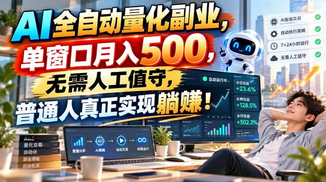 (20826期)AI全自动量化副业,单窗口月入500,无需人工值守,普通人真正实现躺賺! (20826期)AI全自动量化副业,单窗口月入500,无需人工值守,普通人真正实现躺賺!