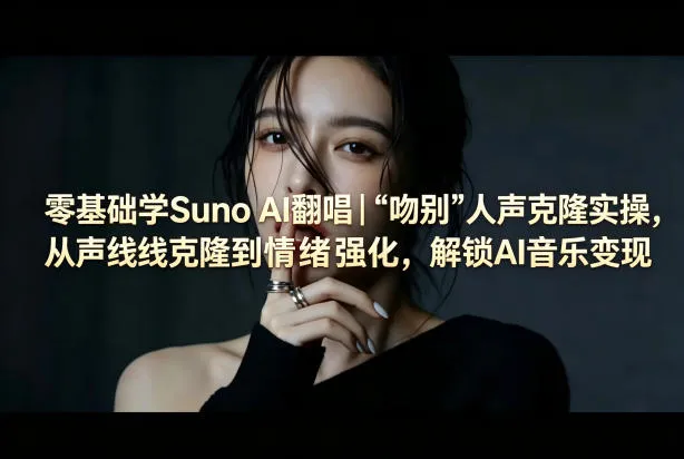 零基础学Suno AI翻唱｜《吻别》人声克隆实操，从声线克隆到情绪强化，解锁AI音乐变现-33资源网