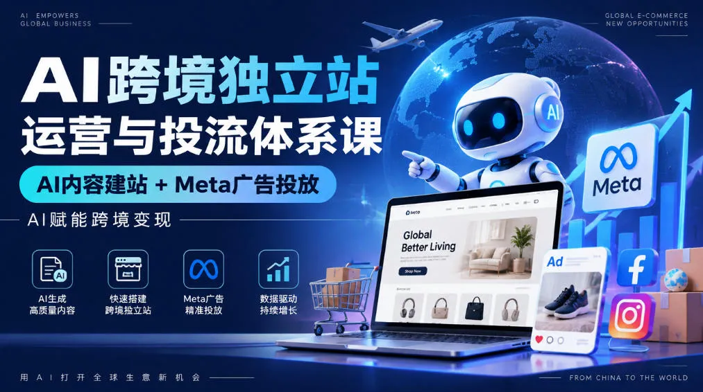 AI跨境独立站运营与投流体系课|AI内容建站+Meta广告投放,AI赋能跨境变现 AI跨境独立站运营与投流体系课|AI内容建站+Meta广告投放,AI赋能跨境变现