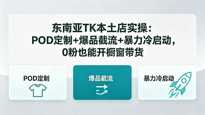 （18381期）东南亚TK本土店实操：POD定制+爆品截流+暴力冷启动，0粉也能开橱窗带货-33资源网