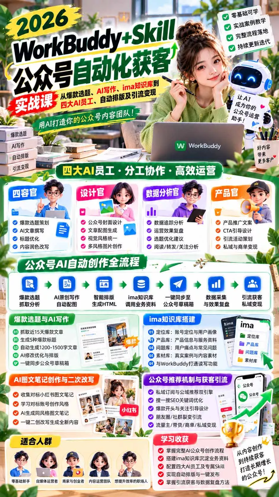 WorkBuddy + Skill公众号自动化获客实战课：从爆款选题、AI写作、ima知识库到四大AI员工、自动排版及引流变现-33资源网
