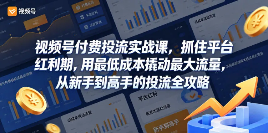 视频号付费投流实战课，抓住平台红利期，用最低成本撬动最大流量，从新手到高手的投流全攻略-33资源网