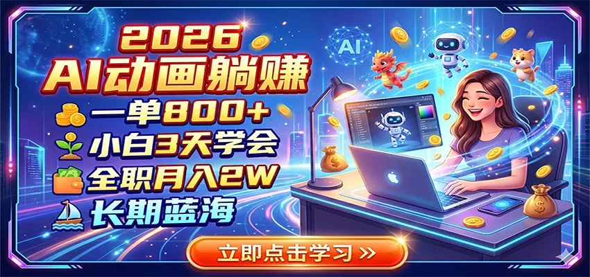 2026 AI动画躺赚:一单800+,小白3天学会,全职月入2W,长期蓝海-33资源网