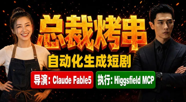 Claude Fable5担任导演+Higgsfield MCP落地执行|《总裁烤串》真人质感短剧全自动AI生成全流程教学-33资源网
