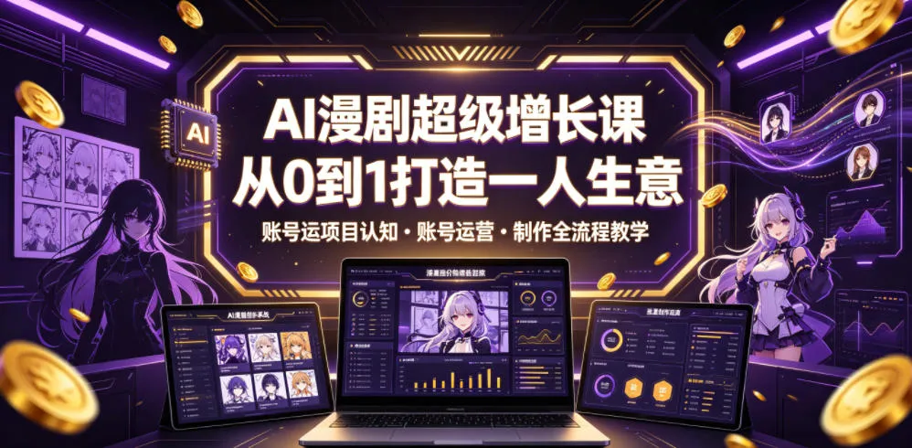 AI漫剧超级增长课,从0到1打造一人生意,项目认知・账号运营・制作全流程教学-33资源网