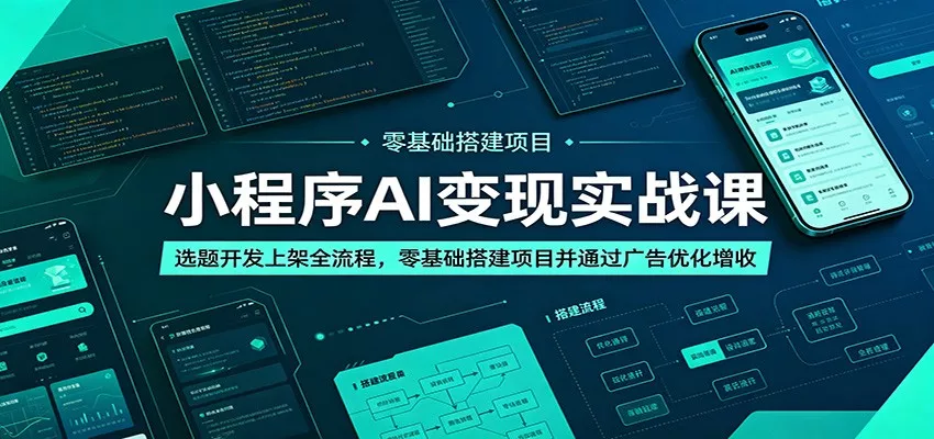 小程序AI变现实战课:选题开发上架全流程,零基础搭建项目并通过广告优化增收-33资源网