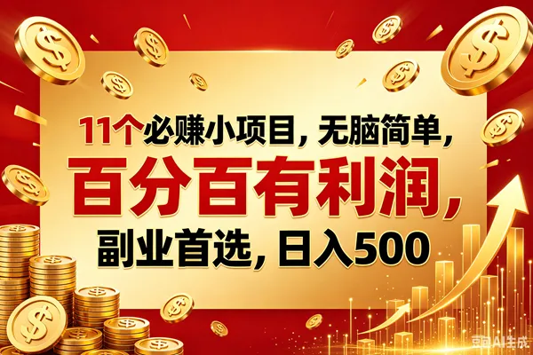 (18851期)11个必赚的小项目,百分百赚元子,无脑简单,副业首选,日入500+-33资源网