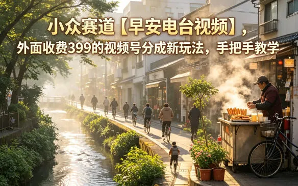 小众赛道【早安电台视频】，外面收费399的视频号分成新玩法，手把手教学-33资源网