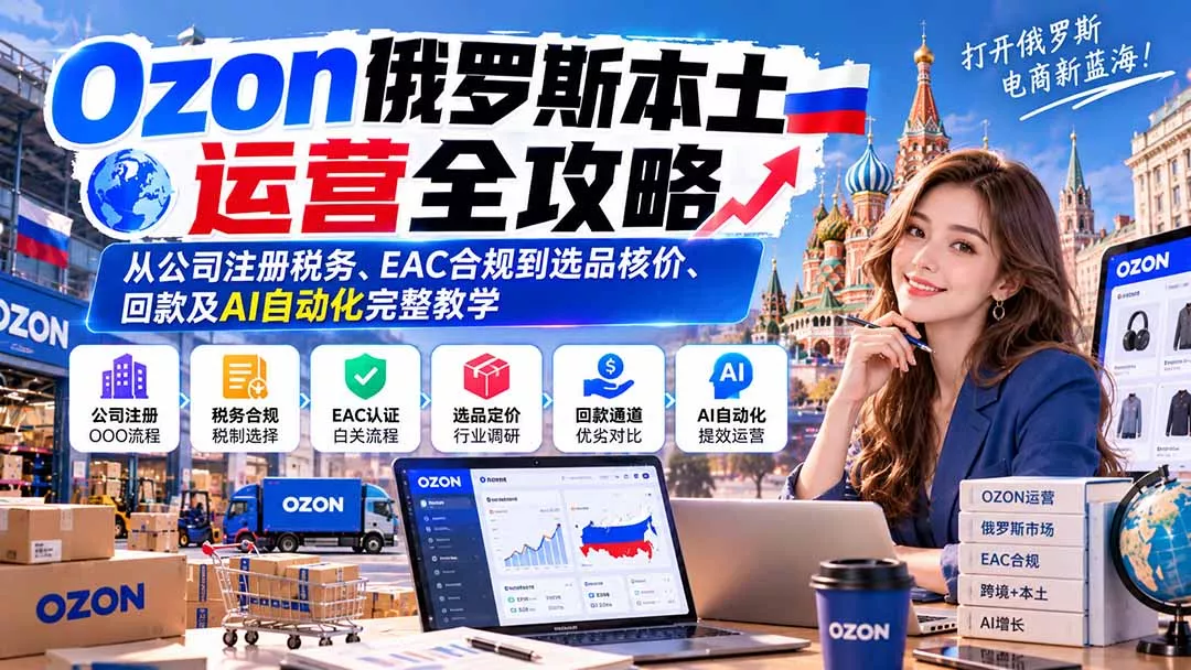 Ozon俄罗斯本土运营全攻略:从公司注册税务、EAC合规到选品核价、回款及AI自动化完整教学 Ozon俄罗斯本土运营全攻略:从公司注册税务、EAC合规到选品核价、回款及AI自动化完整教学