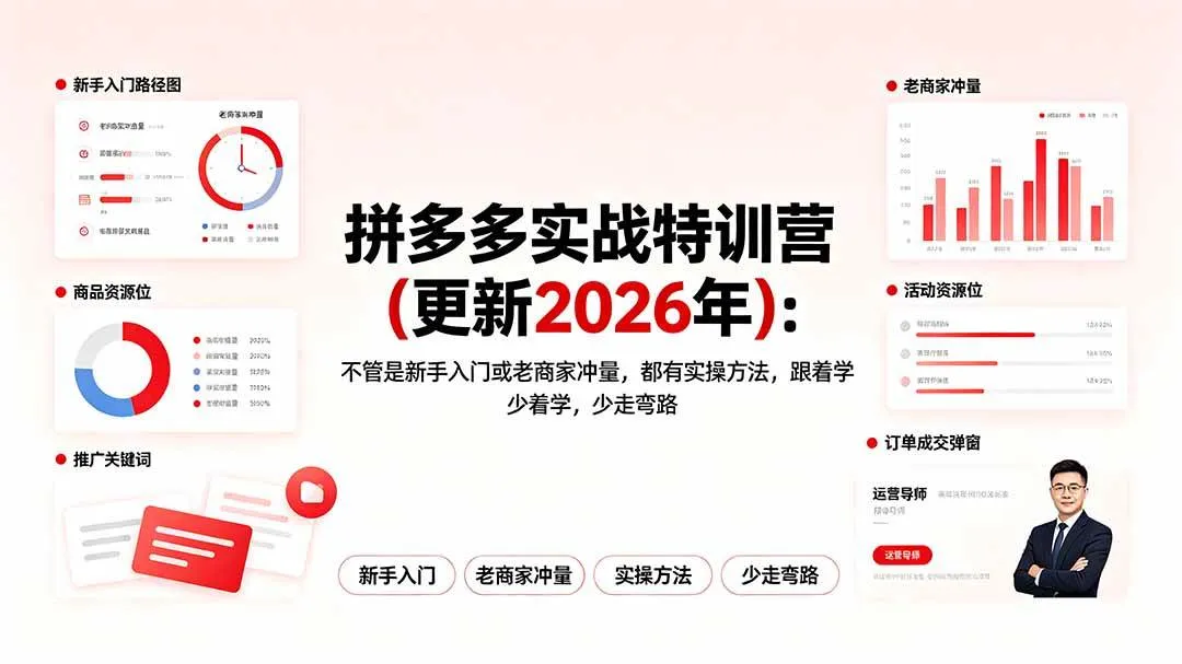 (19291期)拼多多实战特训营(更新2026年):不管是新手入门或老商家冲量,都有实操方法,跟着学,少走弯路-33资源网