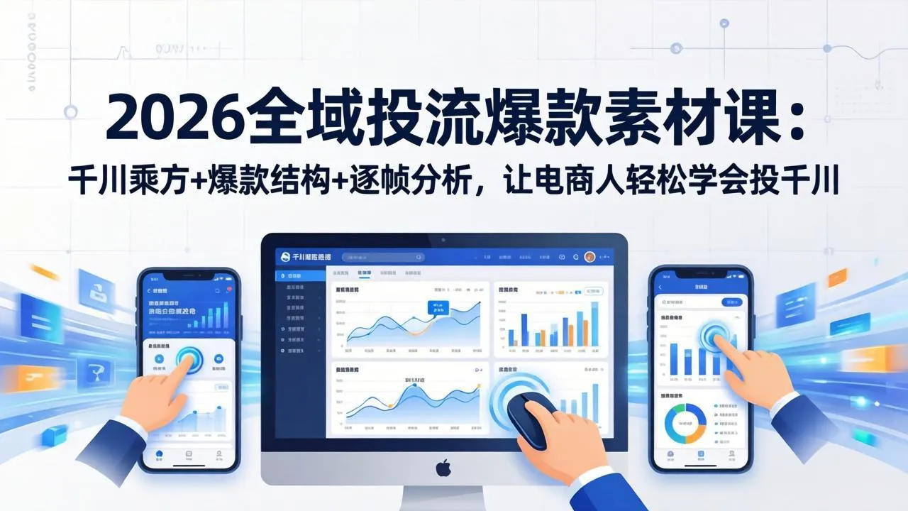 2026全域投流爆款素材课：千川乘方+爆款结构+逐帧分析，让电商人轻松学会投千川-33资源网