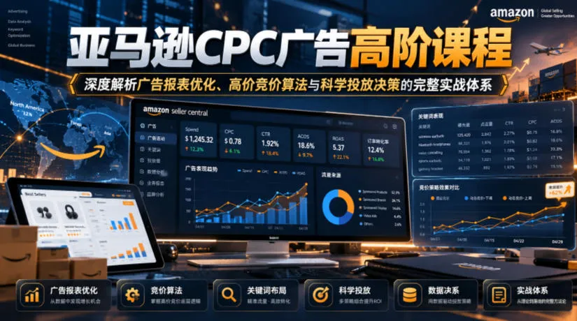 亚马逊CPC广告高阶课程,深度解析广告报表优化、高价竞价算法与科学投放决策的完整实战体系-33资源网