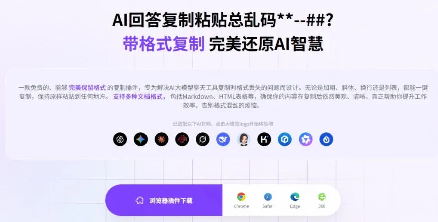 你的AI回答内容复制格式总乱码?完美一键保留原格式复制,办公宝藏浏览器插件Copy With Format-33资源网