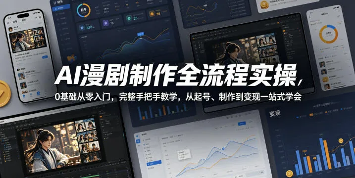 AI漫剧制作全流程实操,0基础从零入门,完整手把手教学,从起号、制作到变现一站式学会-33资源网