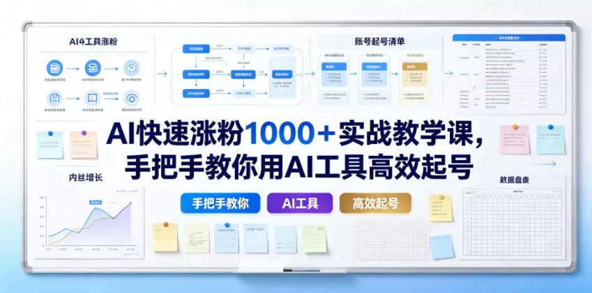 AI快速涨粉1000+实战教学课,手把手教你用AI工具高效起号-33资源网