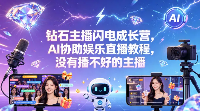 钻石主播闪电成长营，Al协助娱乐直播教程，没有播不好的主播-33资源网