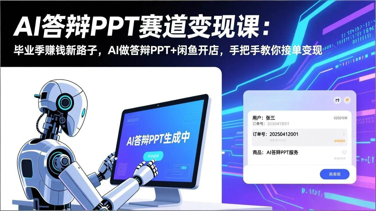 （17546期）AI答辩PPT赛道变现课：毕业季赚钱新路子，AI做答辩PPT+闲鱼开店，手把手教你接单变现-33资源网