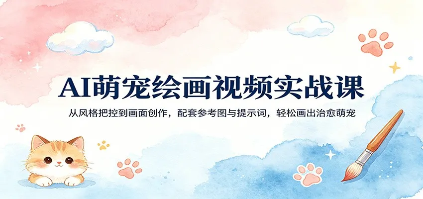 AI萌宠绘画视频实战课：从风格把控到画面创作，配套参考图与提示词，轻松画出治愈萌宠-33资源网