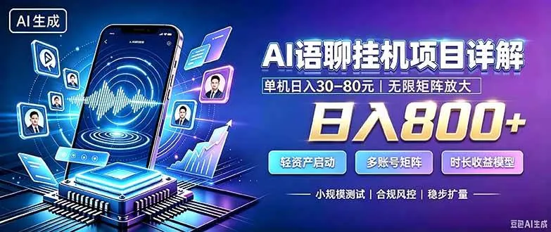 （20314期）AI语聊挂机，日入800+，适用个人副业，工作室矩阵操作-33资源网