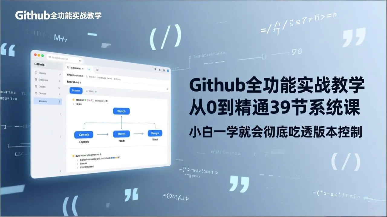 GitHub-全功能实战教学，从0到精通39节系统课，小白一学就会彻底吃透版本控制-33资源网