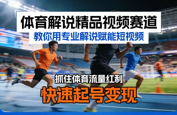 体育解说精品视频赛道，教你用专业解说赋能短视频，抓住体育流量红利，快速起号变现-33资源网