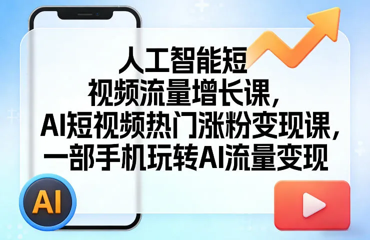 人工智能短视频流量增长课，AI短视频热门涨粉变现课，一部手机玩转AI流量变现-33资源网