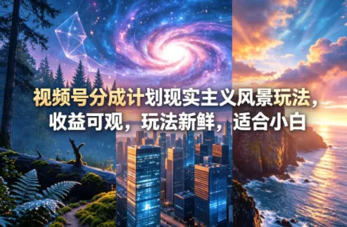 视频号分成计划现实主义风景玩法，收益可观，玩法新鲜，适合小白-33资源网