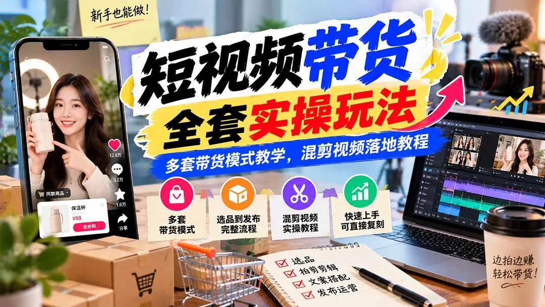 (20991期)【无水印】短视频带货全套实操玩法,多套带货模式教学,混剪视频落地教程-33资源网