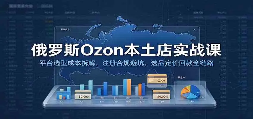 俄罗斯Ozon本土店实战课：平台选型成本拆解，注册合规避坑，选品定价回款全链路-33资源网